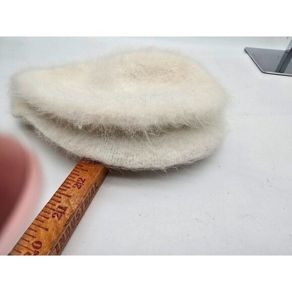 David & Young Angora & Nylon White Beret Hat - Picture 3 of 7